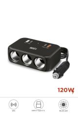 G18 120W Çoklu Çıkışlı Araç Şarj Cihazı – 2x Type-C, USB, QC4.0 & 3 Çakmaklık Girişli