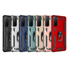 Samsung Galaxy S21 FE Kılıf Vega Tank Sert Yüzüklü Standlı Zırh Koruma Kapak