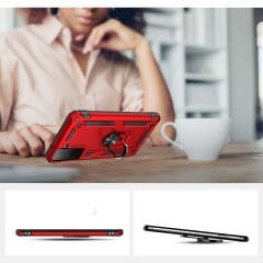 Samsung Galaxy S21 FE Kılıf Vega Tank Sert Yüzüklü Standlı Zırh Koruma Kapak