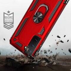 Samsung Galaxy S21 FE Kılıf Vega Tank Sert Yüzüklü Standlı Zırh Koruma Kapak