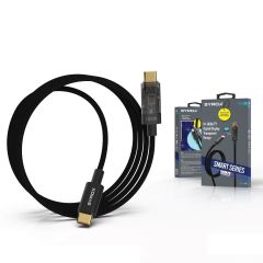 Syrox C141TT 100W Digital Göstergeli Şeffaf Başlık Tasarim Hasir Type-C To Type-C Ultra Hızlı Şarj & Data Kablosu