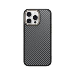 iPhone 14 Pro Max Kılıf Kablosuz Şarj Özellikli Karbon Fiber Görünümlü Antina Kapak