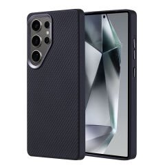 Samsung Galaxy S25 Ultra Kılıf Magsafe Şarj Özellikli Karbon Fiber Görünümlü Troy Kapak