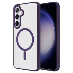 Samsung Galaxy S24 Kılıf Magsafe Şarj Özellikli Krom Magsafe Silikon Kapak