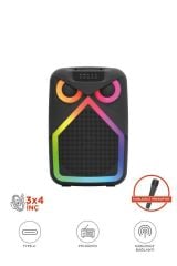 Bluetooth Hoparlör Baykuş Görünümlü 50W RGB LED Işıklı Kablosuz Mikrofonlu Taşınabilir Karaoke Speaker