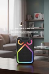 Bluetooth Hoparlör Baykuş Görünümlü 50W RGB LED Işıklı Kablosuz Mikrofonlu Taşınabilir Karaoke Speaker
