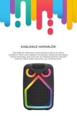 Bluetooth Hoparlör Baykuş Görünümlü 50W RGB LED Işıklı Kablosuz Mikrofonlu Taşınabilir Karaoke Speaker