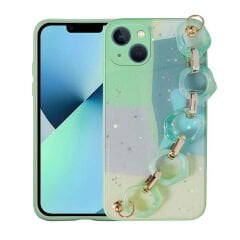 iPhone 13 Kılıf Simli Desenli El Askılı Tutacaklı Elsa Silikon Kapak