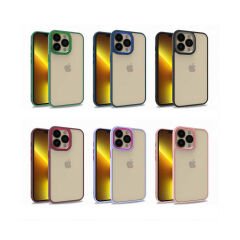 iPhone 13 Pro Kılıf Kamera Çıkıntılı Arkası Şeffaf Köşeleri Parlak Renkli Işlemeli Flora Kapak