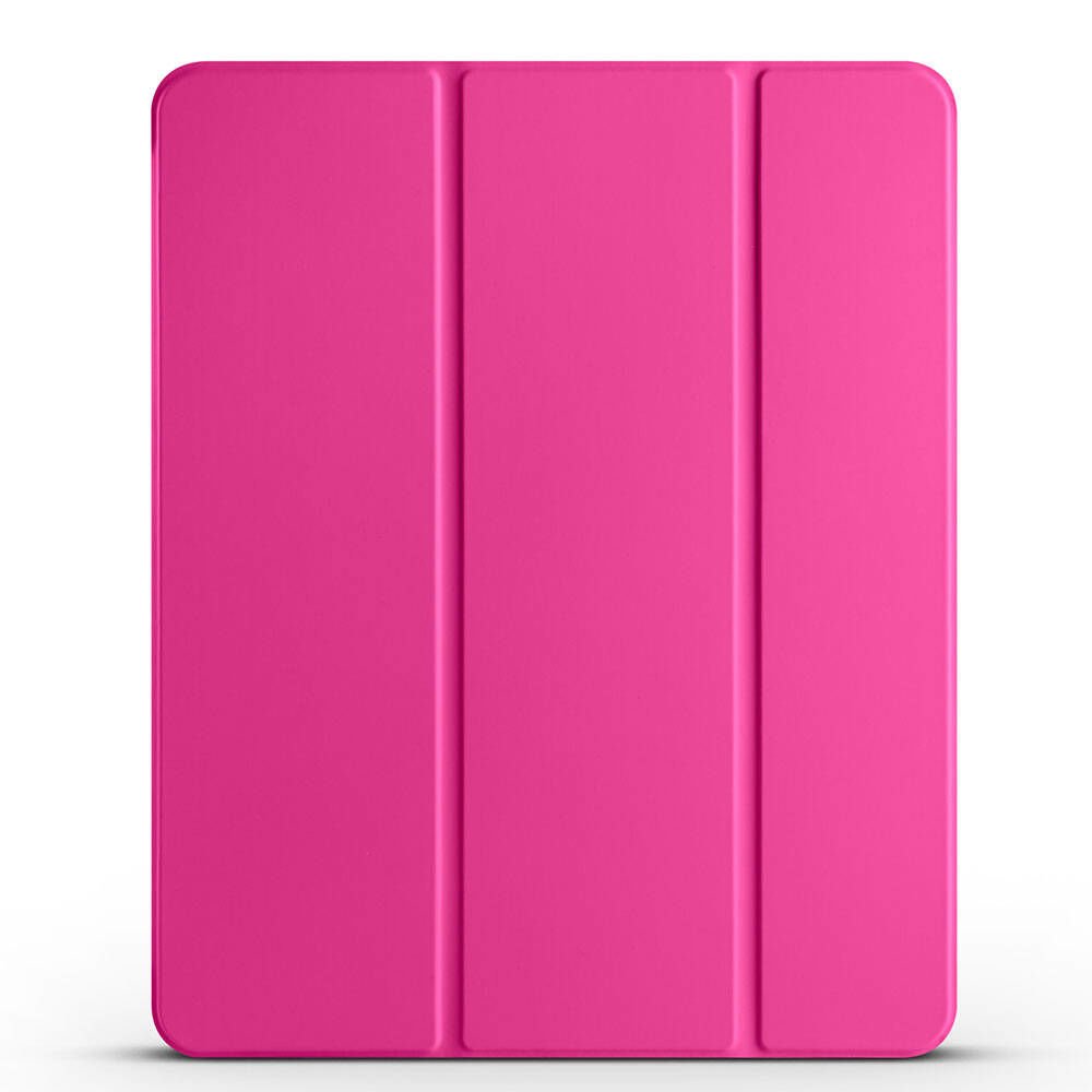 iPad Pro 12.9 2020 (4.Nesil) Smart Cover Kalem Bölmeli Standlı 1-1 Kılıf Pembe Koyu