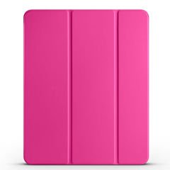 iPad Pro 12.9 2020 (4.Nesil) Smart Cover Kalem Bölmeli Standlı 1-1 Kılıf Pembe Koyu