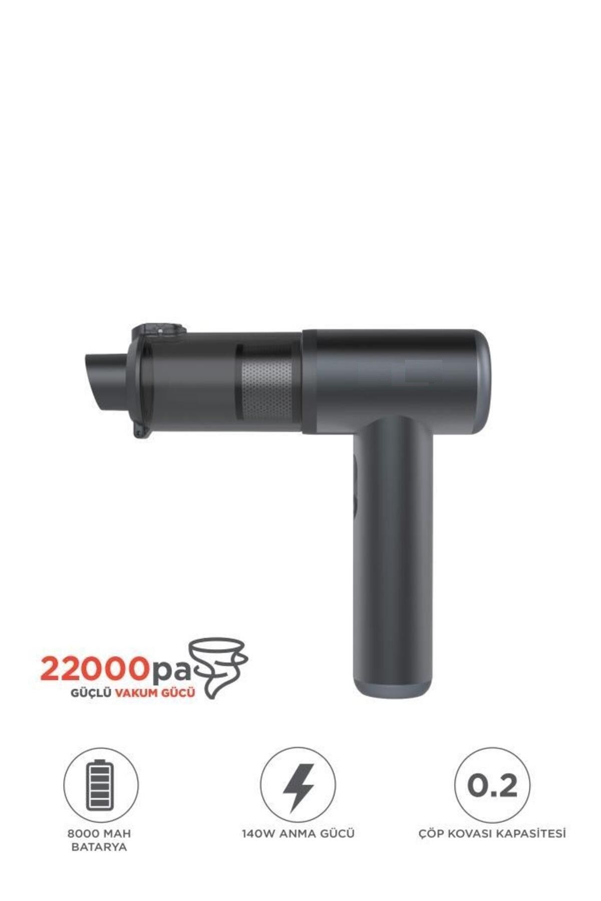 Araç İçi Süpürge 22.000PA Süper Güçlü Emiş USB-C Şarjlı Mini 8000 Mah Araba El Süpürgesi LT102