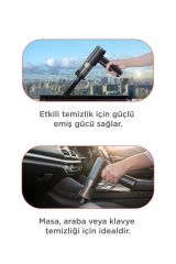 Araç İçi Süpürge 22.000PA Süper Güçlü Emiş USB-C Şarjlı Mini 8000 Mah Araba El Süpürgesi LT102