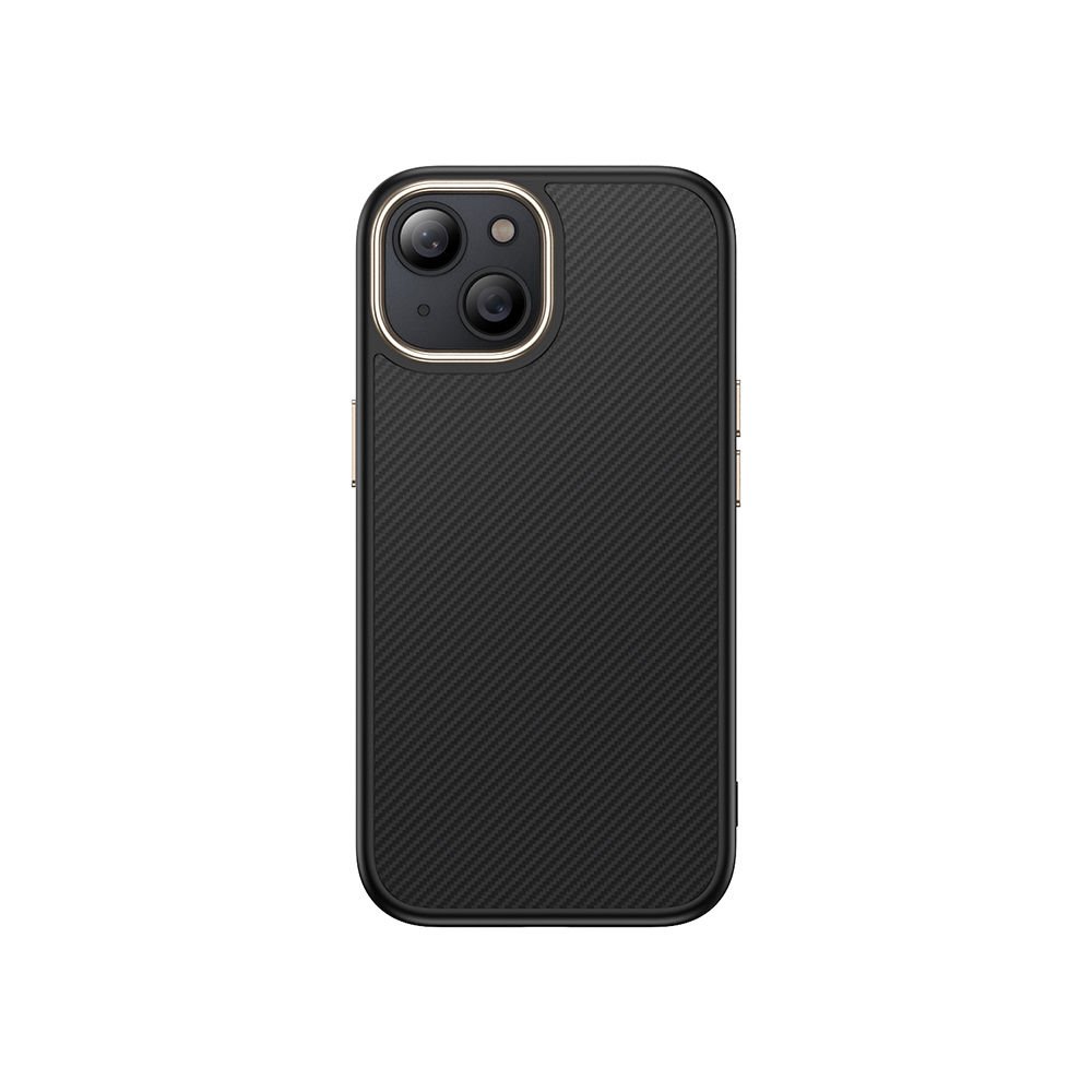 iPhone 15 Plus Kılıf Kablosuz Şarj Özellikli Karbon Fiber Görünümlü Antina Kapak