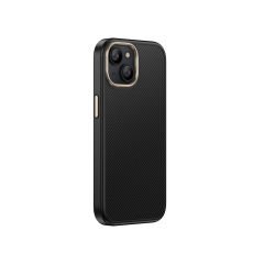 iPhone 15 Plus Kılıf Kablosuz Şarj Özellikli Karbon Fiber Görünümlü Antina Kapak
