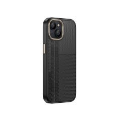 iPhone 15 Plus Kılıf Kablosuz Şarj Özellikli Karbon Fiber Görünümlü Antina Kapak