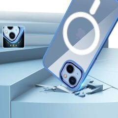 iPhone 13 Kılıf Wireless Şarj Özellikli Krom Magsafe Silikon Kapak