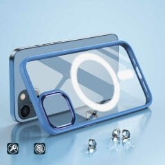 iPhone 13 Kılıf Wireless Şarj Özellikli Krom Magsafe Silikon Kapak