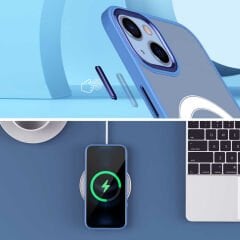 iPhone 13 Kılıf Wireless Şarj Özellikli Krom Magsafe Silikon Kapak