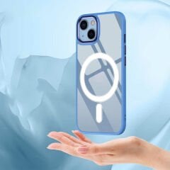 iPhone 13 Kılıf Wireless Şarj Özellikli Krom Magsafe Silikon Kapak