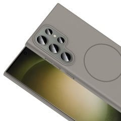 Samsung Galaxy S23 Ultra Kılıf Kablosuz Şarj Özellikli Ruby Silikon Kapak