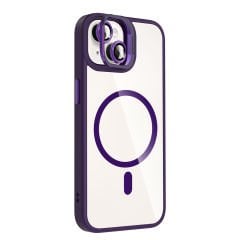 iPhone 14 Kılıf Standlı ve Kamera Lens Hediyeli Kablosuz Şarj Özellikli Etro Kapak