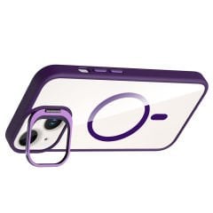 iPhone 14 Kılıf Standlı ve Kamera Lens Hediyeli Kablosuz Şarj Özellikli Etro Kapak