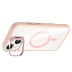 iPhone 14 Kılıf Standlı ve Kamera Lens Hediyeli Kablosuz Şarj Özellikli Etro Kapak