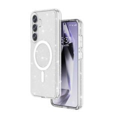 Samsung Galaxy S25 Plus Kılıf Magsafe Şarj Özellikli Parlayan Simli Saydam Renkli Allstar Kapak