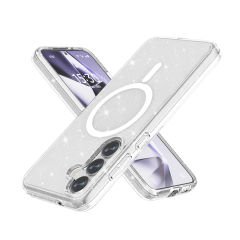 Samsung Galaxy S25 Plus Kılıf Magsafe Şarj Özellikli Parlayan Simli Saydam Renkli Allstar Kapak