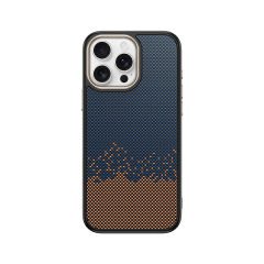 iPhone 15 Pro Max Kılıf Kablosuz Şarj Özellikli Karbon Fiber Görünümlü Antina Kapak