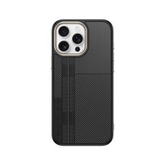 iPhone 15 Pro Max Kılıf Kablosuz Şarj Özellikli Karbon Fiber Görünümlü Antina Kapak