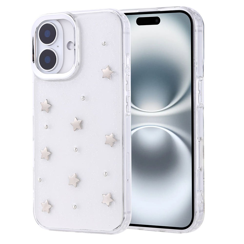 iPhone 16 Plus Kılıf Airbag Tasarımlı Simli Şeffaf Kutup Kapak