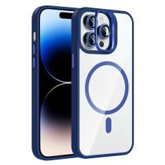 iPhone 14 Pro Max Kılıf Standlı ve Kamera Lens Hediyeli Kablosuz Şarj Özellikli Etro Kapak