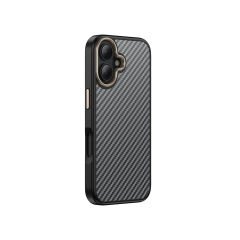 iPhone 16 Kılıf Kablosuz Şarj Özellikli Karbon Fiber Görünümlü Antina Kapak