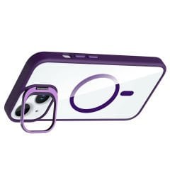 iPhone 15 Kılıf Standlı ve Kamera Lens Hediyeli Kablosuz Şarj Özellikli Etro Kapak