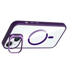 iPhone 15 Kılıf Standlı ve Kamera Lens Hediyeli Kablosuz Şarj Özellikli Etro Kapak