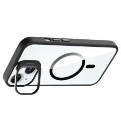 iPhone 15 Kılıf Standlı ve Kamera Lens Hediyeli Kablosuz Şarj Özellikli Etro Kapak