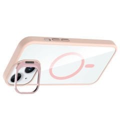 iPhone 15 Kılıf Standlı ve Kamera Lens Hediyeli Kablosuz Şarj Özellikli Etro Kapak