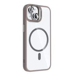 iPhone 15 Kılıf Standlı ve Kamera Lens Hediyeli Kablosuz Şarj Özellikli Etro Kapak