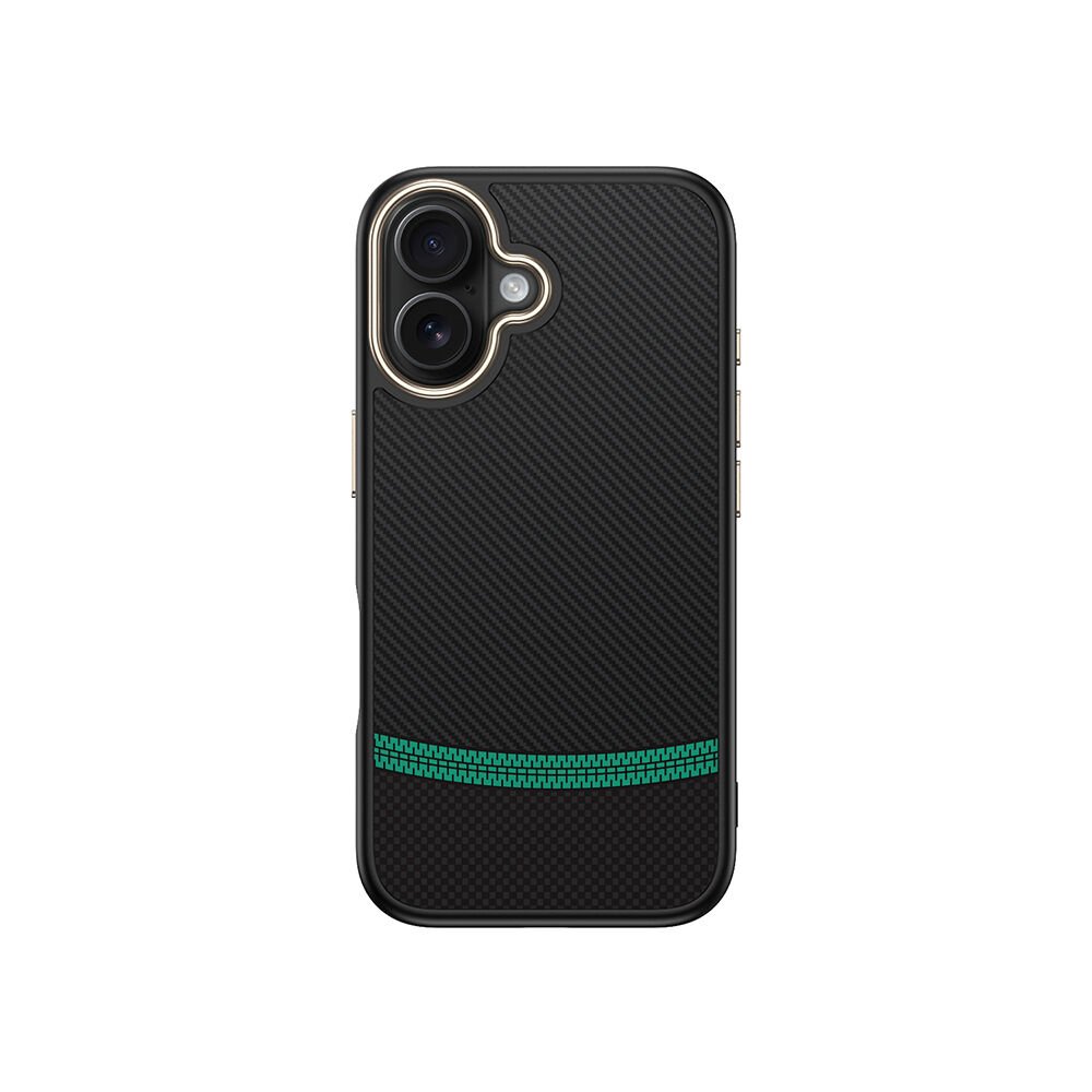 iPhone 16 Plus Kılıf Kablosuz Şarj Özellikli Karbon Fiber Görünümlü Antina Kapak