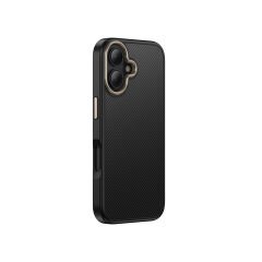 iPhone 16 Plus Kılıf Kablosuz Şarj Özellikli Karbon Fiber Görünümlü Antina Kapak