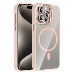 iPhone 15 Pro Kılıf Standlı ve Kamera Lens Hediyeli Kablosuz Şarj Özellikli Etro Kapak