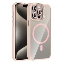 iPhone 15 Pro Kılıf Standlı ve Kamera Lens Hediyeli Kablosuz Şarj Özellikli Etro Kapak