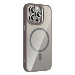 iPhone 15 Pro Kılıf Standlı ve Kamera Lens Hediyeli Kablosuz Şarj Özellikli Etro Kapak