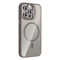 iPhone 15 Pro Kılıf Standlı ve Kamera Lens Hediyeli Kablosuz Şarj Özellikli Etro Kapak