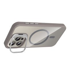 iPhone 15 Pro Kılıf Standlı ve Kamera Lens Hediyeli Kablosuz Şarj Özellikli Etro Kapak