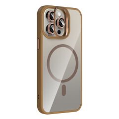 iPhone 15 Pro Kılıf Standlı ve Kamera Lens Hediyeli Kablosuz Şarj Özellikli Etro Kapak