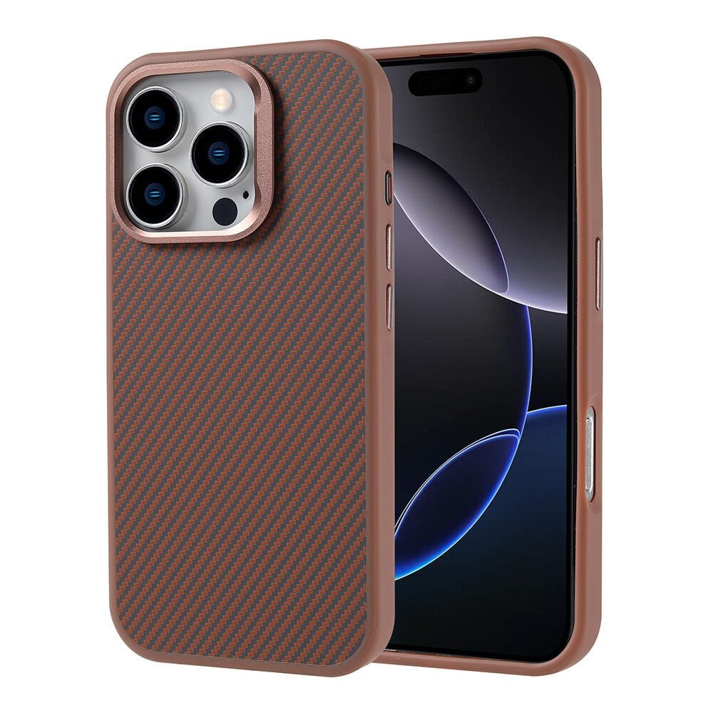iPhone 16 Pro Max Kılıf Magsafe Şarj Özellikli Karbon Fiber Görünümlü Troy Kapak