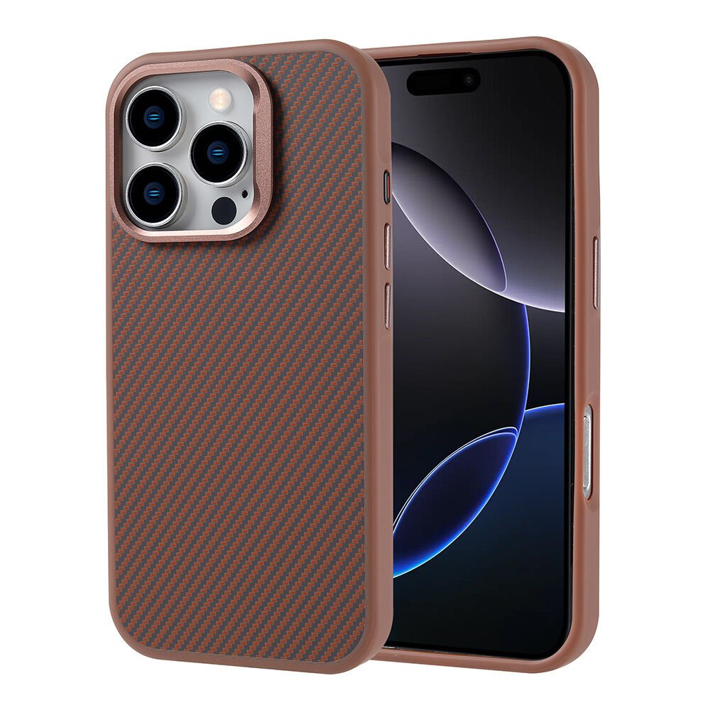 iPhone 16 Pro Max Kılıf Magsafe Şarj Özellikli Karbon Fiber Görünümlü Troy Kapak
